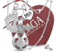 SAGA GIOIELLI - Collana Chiama Angeli Gravidanza Lunga con Ciondolo Richiamo Degli Angeli Gravidanza, Idee Regali per Donne Incinte come Porta Fortuna, Regalo per Futura Mamma (PIEDINO CRISTALLI)