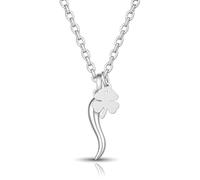 SAGA GIOIELLI® Collana Donna Acciaio Quadrifoglio Corno Portafortuna
