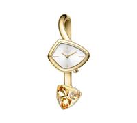 SAGA Phantom - Orologio da donna al quarzo, cassa triangolare, movimento giapponese, resistente all'acqua fino a 30 m, cinturino in acciaio inossidabile 316L con cristalli Danubio, Oro/Cristallo