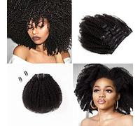 Saga Queen Brazilian Afro Kinky Curly Clip In Human Hair Extensions Clip riccia afro crespa brasiliana nelle estensioni dei capelli umani 9 pezzi 20 clip 120 g/pck (1 bundle 14inch, natural black)