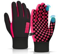 SAGA SPORTS Guanti impermeabili per tutte le stagioni, si illuminano al buio, termici, compatibili con touchscreen, guanti da ciclismo per ragazzi dai 4 ai 12 anni (rosa, M [6-8])