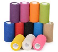 Sagafly 12 Rotoli Benda Elastica Coesiva 10cm x4.5m Elastica Bendaggio Adesiva Coesiva Benda Nastro Autoadesivo Salvapelle Sportivo Garza Autoadesiva Fasciature per Mani, Piedi, Ginocchia