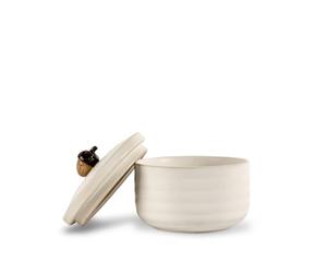 Sagaform Ellen 5018423 - Scatola con coperchio in gres porcellanato, diametro: 13,5 cm, altezza: 7,5 cm, colore: Bianco