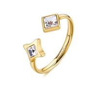S'Agapõ Anello Donna, Anello Regolabile in Acciaio e Cristalli | Collezione Luce - SCE62