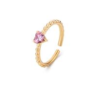 Sagapo Anello Solitario CUORE Rosa Regolabile Acciaio Dorato Sagapò SDZ129