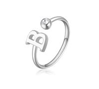 S’AGAPÕ Anello da Donna di s'agapò della Collezione Click. Anello Realizzato in Acciaio con Cristallo Bianco Lettera b. Anello Aperto. La referenza è sck173