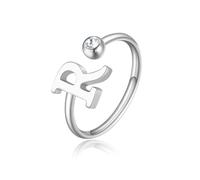 ANELLO DA DONNA IN ACCIAIO CON INIZIALE LETTERA R S'AGAPO CLICK SCK188 (2617)