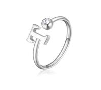 ANELLO DA DONNA IN ACCIAIO CON INIZIALE LETTERA T S'AGAPO CLICK SCK190 (2212)