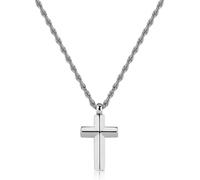 S'AGAPO BOUND COLLANA DA UOMO IN ACCIAIO A MAGLIA FUNE CON CROCE SBD05