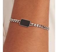 Sagapo Bracciale Catena e Piastrina Nera Acciaio Compleanno Uomo Papà STG13