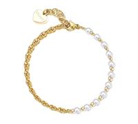 S'agapõ Bracciale Di Perle Grosse Placcato Oro Shk68 - Bracciale