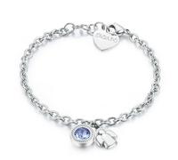 Bracciale LUCKY LIGHT in acciaio con angioletto eswarovski light sapphire S'Agap