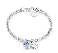 Bracciale LUCKY LIGHT in acciaio con angioletto eswarovski light sapphire S'Agap