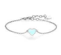 Sagapo Bracciale Donna Acciaio Cuore Catena Fine Smalto Verde Acqua SCK11 SCK12