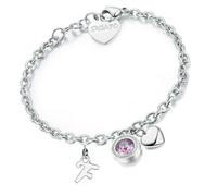 Bracciale LUCKY LIGHT in acciaio con cuore e swarovski light rose S'Agapõ Donna