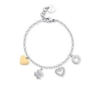 S'Agapõ Bracciale Donna, Bracciale Componibile in Acciaio e Cristalli | Collezione Happy - SHAR23
