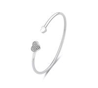 S'Agapõ Bracciale Donna, Bracciale Rigido in Acciaio e Cristalli con Simbolo Cuore | Collezione Click - SCK242