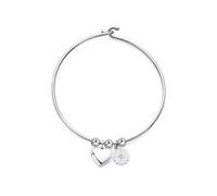 S'Agapõ Bracciale Donna, Bracciale Rigido in Acciaio e Cristalli con Simbolo Cuore | Collezione Feelings - SFE11