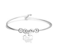 S'Agapõ Bracciale Donna, Bracciale Rigido in Acciaio e Cristalli con Simbolo Quadrifoglio | Collezione Be My Always - SBM61