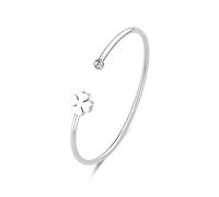 S'Agapõ Bracciale Donna, Bracciale Rigido in Acciaio e Cristalli con Simbolo Quadrifoglio | Collezione Click - SCK239