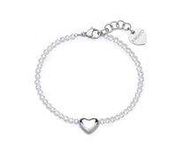 S'Agapõ Bracciale Donna in Acciaio | Bracciale Con Perle E Simbolo Cuore | Collezione Stellar - SSE41