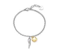 S'AGAPO FEELINGS BRACCIALE ACCIAIO DONNA CON CORNETTO E QUADRIFOGLI SFE18 (3320)