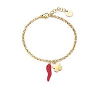S'Agapõ Bracciale Donna in Acciaio con Simbolo Cornetto | Collezione Feelings - SFE19