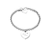 Bracciale BE MY ALWAYS in acciaio con cuore, cristallo bianco e scritta Good Luc