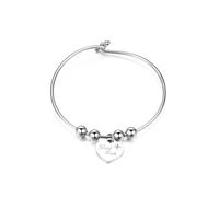 Bracciale rigido BE MY ALWAYS in acciaio con cuore, cristallo bianco e scritta G