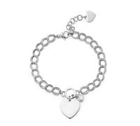 Sagapo Bracciale Donna Cuore Con Catena Grumette Doppia Acciaio SYL21 S'agapo