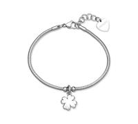 S'Agapõ Bracciale Donna in Acciaio con Simbolo Quadrifoglio | Collezione Click - SCK289