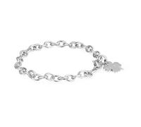 S'Agapõ Bracciale Donna, Bracciale Componibile in Acciaio con Simbolo Quadrifoglio | Collezione Happy - SHAC56