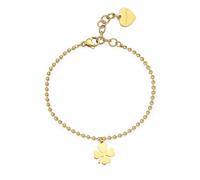 Sagapo Bracciale Quadrifoglio Donna Sfere Piccole Acciaio Dorato SSM016 S'agapo