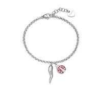 S'Agapõ Bracciale Donna in Acciaio e Cristalli con Simbolo Cornetto | Collezione Feelings - SFE17