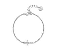 S'Agapõ Bracciale Donna in Acciaio e Cristalli con Simbolo Croce | Collezione Dazzly - SDZ74