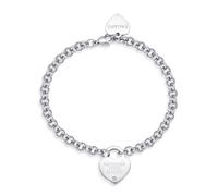 S'Agapõ Bracciale Donna in Acciaio e Cristalli con Simbolo Cuore | Collezione Be My Always - SBM78