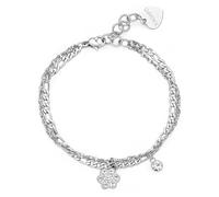 Sagapo Bracciale Fiore Cristalli Doppio Filo Donna Acciaio Sagapò SAR46 S'agapo
