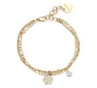 S'AGAPO AURORA BRACCIALE DOPPIO FILO IN ACCIAIO DA DONNA CON FIORI SAR47 (2694)