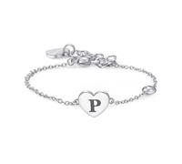S'Agapõ Bracciale Donna in Acciaio e Cristalli con Simbolo Lettere | Collezione Click - SCK133