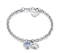 Bracciale LUCKY LIGHT in acciaio con angioletto eswarovski light sapphire S'Agap