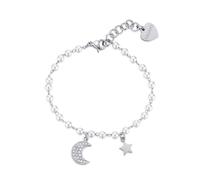 S'Agapõ Bracciale Donna in Acciaio e Perle con Simbolo Luna | Collezione Wisdom - SWI13