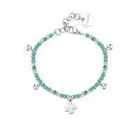 S'Agapõ Bracciale Donna in Acciaio e Vetro Colorato con Simbolo Quadrifoglio | Collezione Glint - SGI14