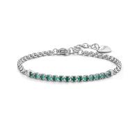 Sagapo Bracciale Acciaio Centrale Tennis Cristalli Verde Sagapò SDZ86 S'agapo