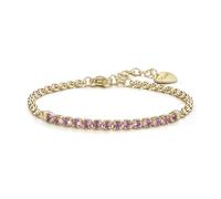 Sagapo Bracciale Tennis Acciaio Dorato Cristalli Rosa Sagapò SDZ87