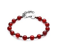 SAGAPO BRACCIALE Riot ACCIAIO SFERE AGATA ROSSA SRT19