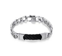 Sagapo Bracciale Uomo Acciaio Pelle Nera Grumetta Regalo Uomo SKR16 Sagapò