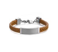 Sagapo Bracciale Uomo Classico Pelle Intrecciata Marrone e Piastra Acciaio SRP71