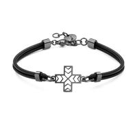 S'Agapõ Bracciale Uomo in Acciaio con Simbolo Croce | Collezione Rebel - SRB19