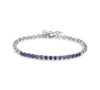 Sagapo Bracciale uomo Tennis centrale acciaio zirconi blu nero bianco