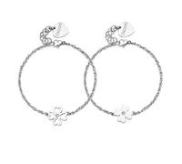 S'Agapõ Bracciali Donna in Acciaio e Cristalli con Simbolo Quadrifoglio | Collezione Me + You - SEY25